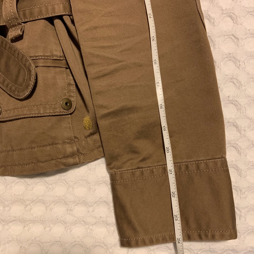 J Crew Tan Safari Style Belted Button Front Cotton Jacket S - Picture 11 of 13